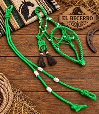 Bosal Riendas Verde/Negro Charras C/Cerdas Green/Black Horse Halter/Lead Rope picture