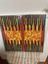 Vintage Abstract Needlepoint Art Framed 15x15 in - MCM 1950's picture