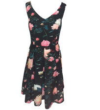 CITY CHIC Plus Size 20W A-Line Dress Black Pink Floral Sleeveless Knee Length picture