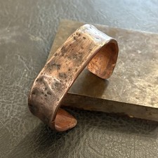 Pure Copper Men’s Handmade Wide Thick Cuff, Hammered Concrete Finish Bracelet picture