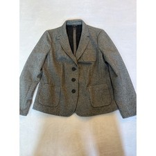 Talbots Petites Grey Wool Blend 3-Button Blazer Jacket 12P picture