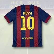 Messi Back Signed FC Barcelona 2014-15 UCL Home Jersey with ICONS COA picture