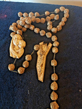 Vintage Italian Large Rosary Hand Carved Catholic Beads Mary Jesus picture