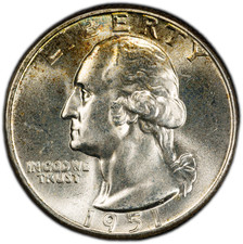 1951-P PCGS MS66 Washington Quarter | Rainbow Rim Toning | Brilliant Luster picture