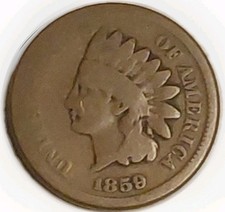 1859 Indian Head Cent Penny Good US Brown One Year Type Coin Free Post Tracking  picture
