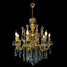Ornate European Brass Crystal Chandelier Heirloom picture