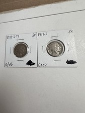 (2) Buffalo Nickels- 1913-D T1 G/VG, 1917-D Good picture