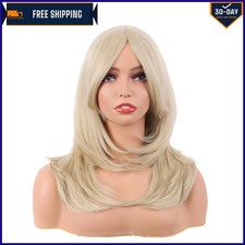 Elegant 20 Inch Straight Layered Bangs Blonde Wig - Perfect for Any Occasion picture