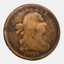 1804 Draped Bust Half Cent Copper Coin - Cleaned picture