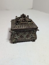 Trinket Box Beautiful Vintage Condition Ornate 3.5-in Square,  Resin. picture