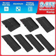 2/3/4/5/6/7/8FT Home Wheelchair Ramp Non-Skid Folding Aluminum Ramps Steps Black picture