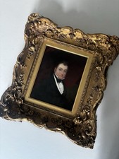 Antique Oil Gentleman Portrait 19th Century British Gold Gilt Wood Ornate Frame picture