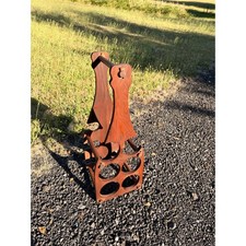 Vintage Mid-Century Modern Bottle-Shaped Wooden Wine Rack picture