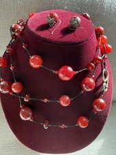 Rare Antique Carnelian Necklace Earrings Set 50