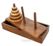 Tower of Hanoi 9 Ring Puzzle Game Wooden Best Unique Gift Brainteaser Toys picture