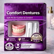 Moldable Silicone Upper & Lower False Teeth Denture Set - Instant Smile with Too picture
