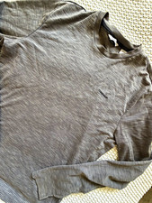 Calvin Klein Men's S Gray Knit Long Sleeve Crew Neck Striped Logo T-Shirt (94) picture