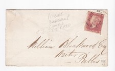 1864 QV FINE 1d PENNY RED STAMP ON PEEBLES LOCAL COVER TO WILLIAM BLACKWOOD picture