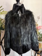 Donna Salyers' Fabulous Furs Jacket Womens XS Black Faux Fur Lined Hook Eye picture