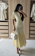 ZARA NEW WOMAN ZW COLLECTION POPLIN DRESS LIGHT YELLOW L 2221/014/306 picture