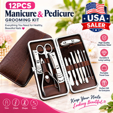 12PCS Pedicure / Manicure Set Nail Clippers Cleaner Cuticle Grooming Kit Case picture