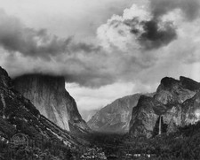 VTG Ansel Adams Print Yosemite Valley Storm Engraving Landscape 1934 Mat 14x16 picture