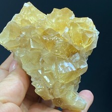 295g Translucent Gold Yellow/White Cubic Calcite Crystal Mineral Specimen picture