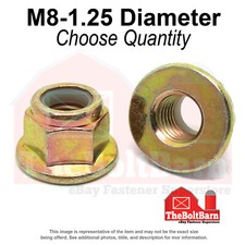 M8-1.25 Class 10 Nylon Insert Hex Flange Lock Nuts Zinc Yellow Thread (Pick Qty) picture