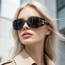 CHANEL A71787 Coco Beach Shield Sunglasses Women Gray Lens CC Logo Shades picture