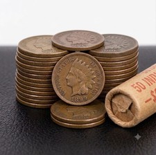 Indian Head Cent Roll of 50 ALL Indian Head Penny Lot of 50 FULL ROLL Quality picture