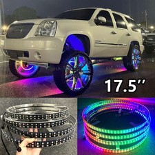17.5'' Color Chasing Double Row LED Truck APP Remote Wheel Rim Lights 4Rings Set picture