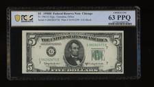 DBR 1950-D $5 FRN Chicago Fr. 1965-G PCGS-B 63 PPQ Serial G06282475E picture