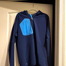 Peter Millar Crown Sport Full Zip Hooded Polyester Jacket Navy Mens M MS23XZ03 picture