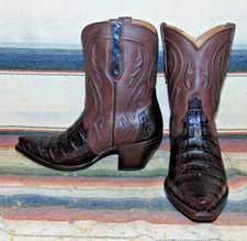 Womens Rujo The Anna Dark Brown Caiman / Leather Cowboy Boots 9 M New in Box picture