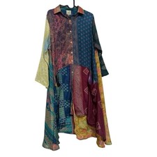 Jaded Gypsy Button Oversized  Patchwork  Button Long Dress Sz Free Size picture