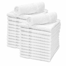 Wash cloth 100% Cotton 12x12 Baby Soft Fabric White Extra Absorbent pack of 24 picture