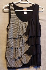 Canyon River Blues Womens Black And White Ruffle Sleeveless Blouse Size L picture