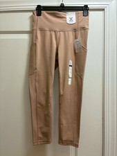 Xersion EverUltra Crop Leggings Womens M Warm Taupe High Rise Pockets Yoga picture