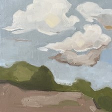 Modern Abstract Landscape with Clouds One of Kind Fine Art Signed Oil Painting picture