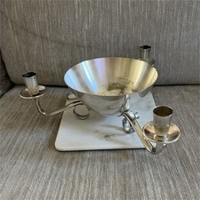 Silver Plate Vintage Mid Century Modern  Candelabra with Center Bowl  picture