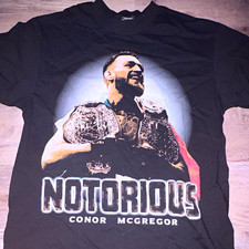 Notorious Conor McGregor UFC Men's T-Shirt L Black Graphic Cotton Crew Neck picture