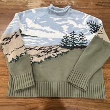 L.L.Bean Signature Coastal Scenic Sweater Women’s Large Cotton Rollneck picture