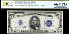 HGR FR.1651 1934A $5 Silver Cert ((Consec# Listed)) PCGS GEM UNC 66PPQ (4247) picture