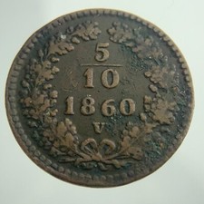 1860 V Austria 5/10 Kreuzer KM#2182 Circulated Coin Franz Joseph I Treated FF251 picture