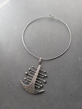 Vintage UNO A ERRE B Galoppi Signed Heavy Sterling Enamel Necklace  As Is picture