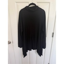 Torrid 2 2X Black Turtleneck Sharkbite Hem Tunic Hacci Knit Top 12024619 picture