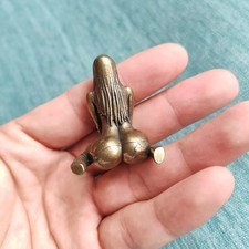 42mm Handcrafted Solid Brass Kneeling Erotic Woman Figurine Art Decor Ornament picture