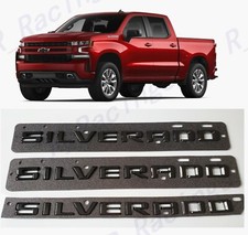 3PC Fender Tailgate Gloss Black Silverado Emblem Letters Fit 2019+ Silverado picture