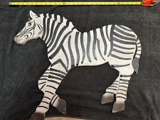 Vintage Hand made Wooden Zebra Horse Folk Art Animal Figurine Primitive 26 x 22 picture