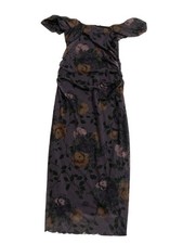 Maeve Anthropologie Purple Floral Mesh Off Shoulder Ruched Midi Dress Women's XS picture